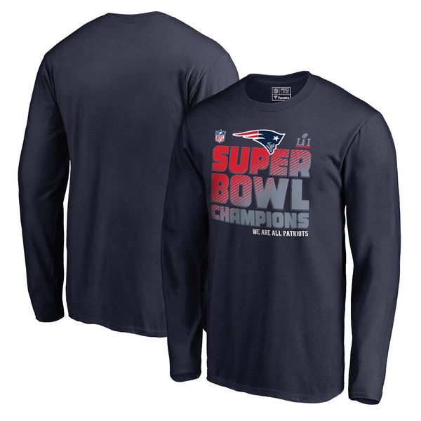 New England Patriots Pro Line by Fanatics Branded Super Bowl LI Champions Trophy Collection Locker Room Alternate Long Sleeve T-Shirt - Navy